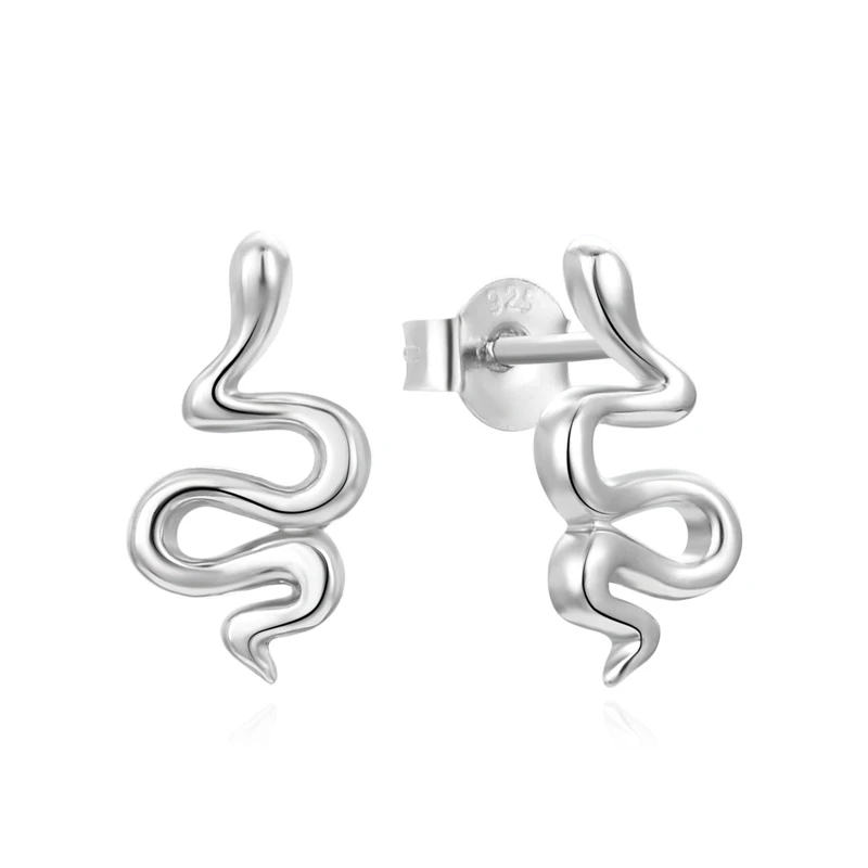 

Brazil Simple Design Rhodium Plating Unique Snake Sterling Silver Earrings 925