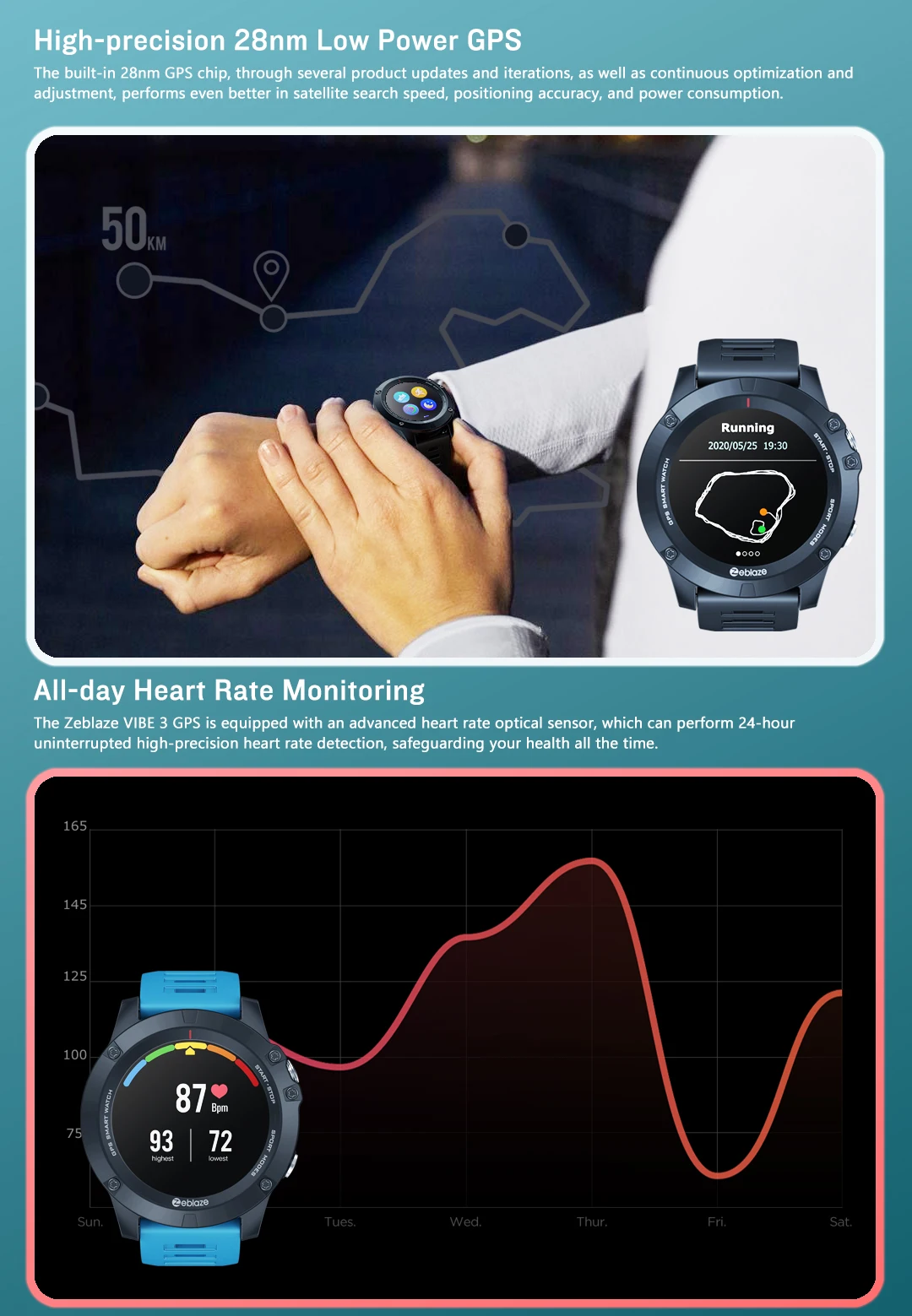 Zeblaze VIBE 3 GPS Smartwatch Heart Rate Multi Sports Modes Waterproof long Battery Smart Watch Zeblaze VIBE 3 GPS