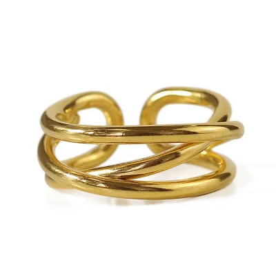 

Fashion Gold Plated Rings Jewelry Open Ring Adjustable Brass Line Rings For Women