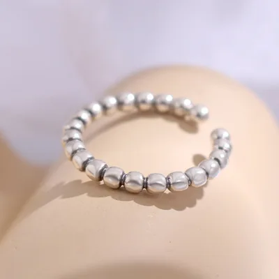 

Silver 925 Anxiety Ring Spinner Suitable Anxiety Fidget Ring Europe Style Anxiety Ring With Beads, Silver color,