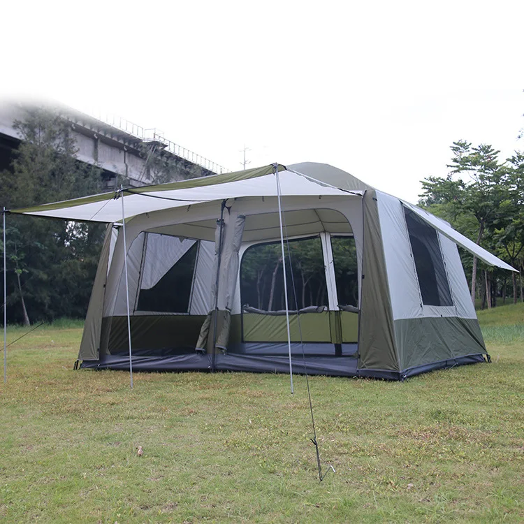 

Outdoor 8 Person Big Tent for Family Two Rooms One Hall, Grey