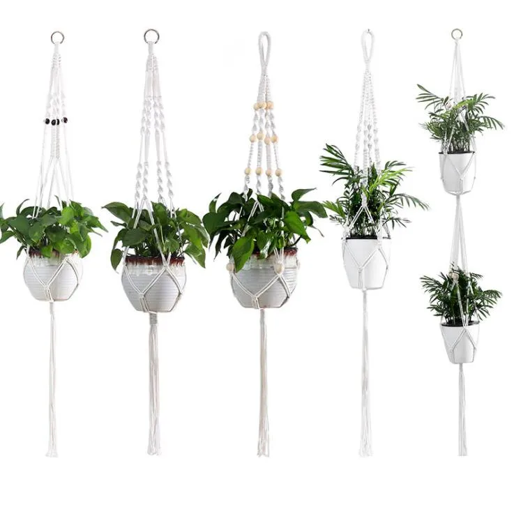 

Hand Made Cotton Linen Rope Hanging Flowerpot Net Bags ZGJ-0802, Many