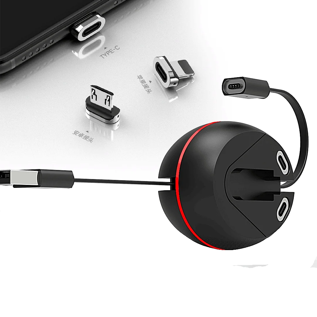 

3A Magnetic Fast charger In stock 3 in 1 Connectors Cable, Black /red/white