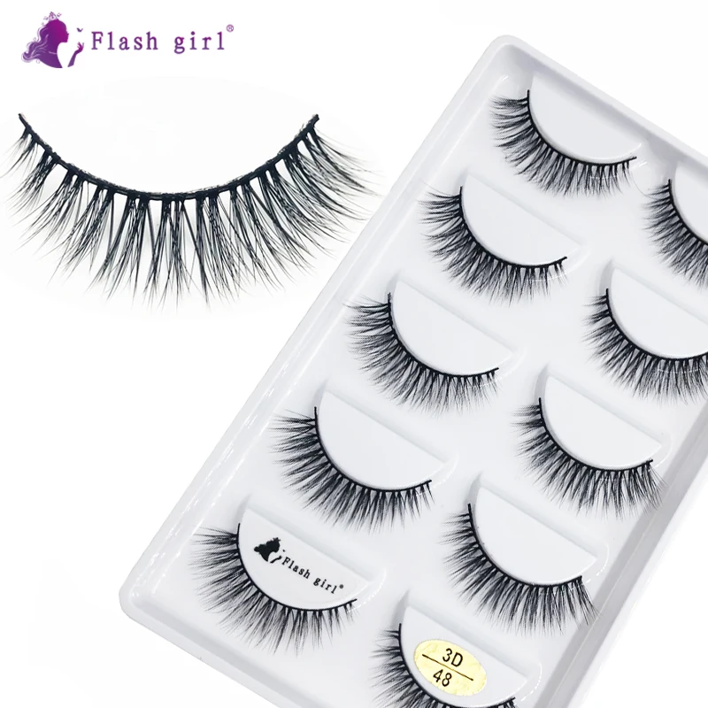 

wholesale 3D series natural faux mink eyelashes 100% handmade eyelashes 5 pairs per tray