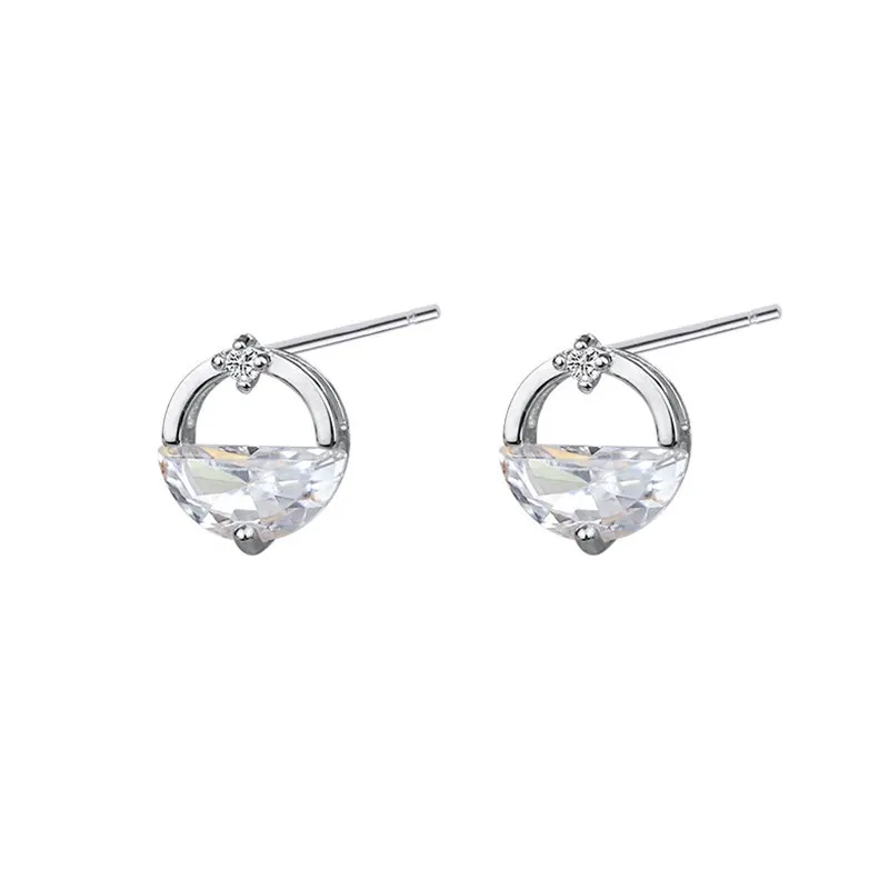 Simple Luxury Lovely 925 Sterling Silver Studs Earring for Woman With Cz Zircon Fashion Jewelry Gift Wedding Party