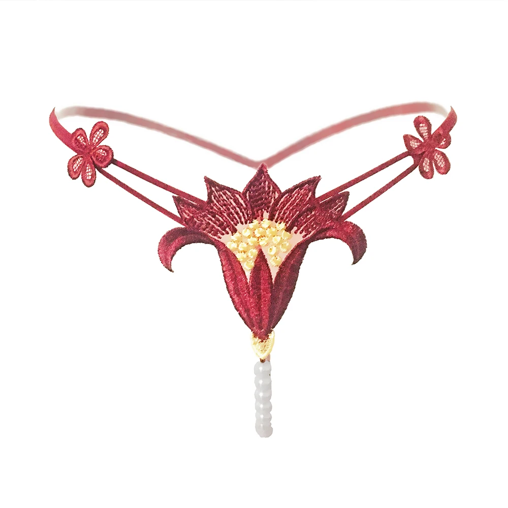 

China wholesale women Hot sexy underwear hollow pearl massage flower thongs ZR2249, Multiple colors