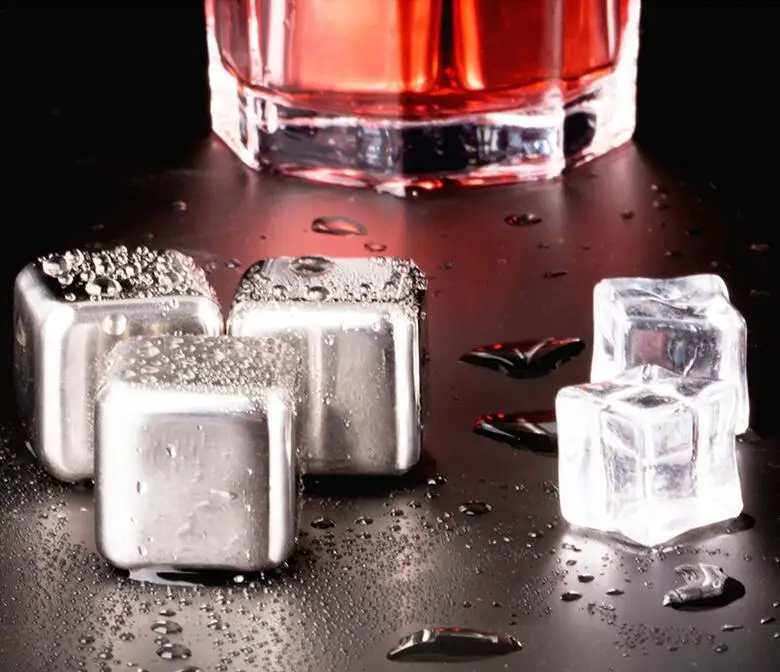 

Wholesale Custom LOGO 4/6/8 Pcs Reusable Stainless Steel Ice Cubes Set, Silver