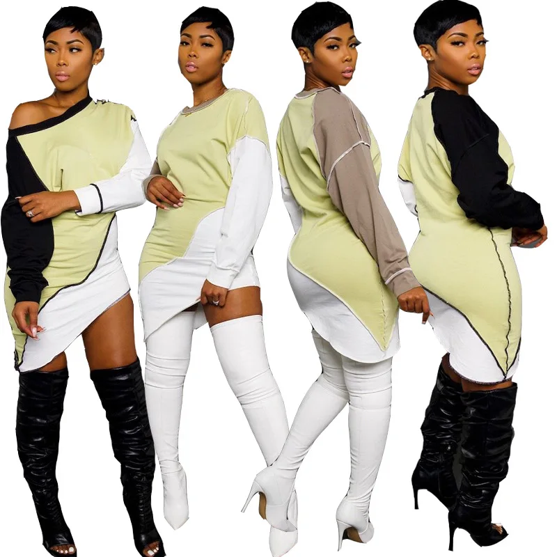 

2022 Spring Women's Blouse & Shirt Long Sleeve Patchwork Asymmetrical Clothing Apparel Sexy Ladies' Blouse Crop Top Ourfits