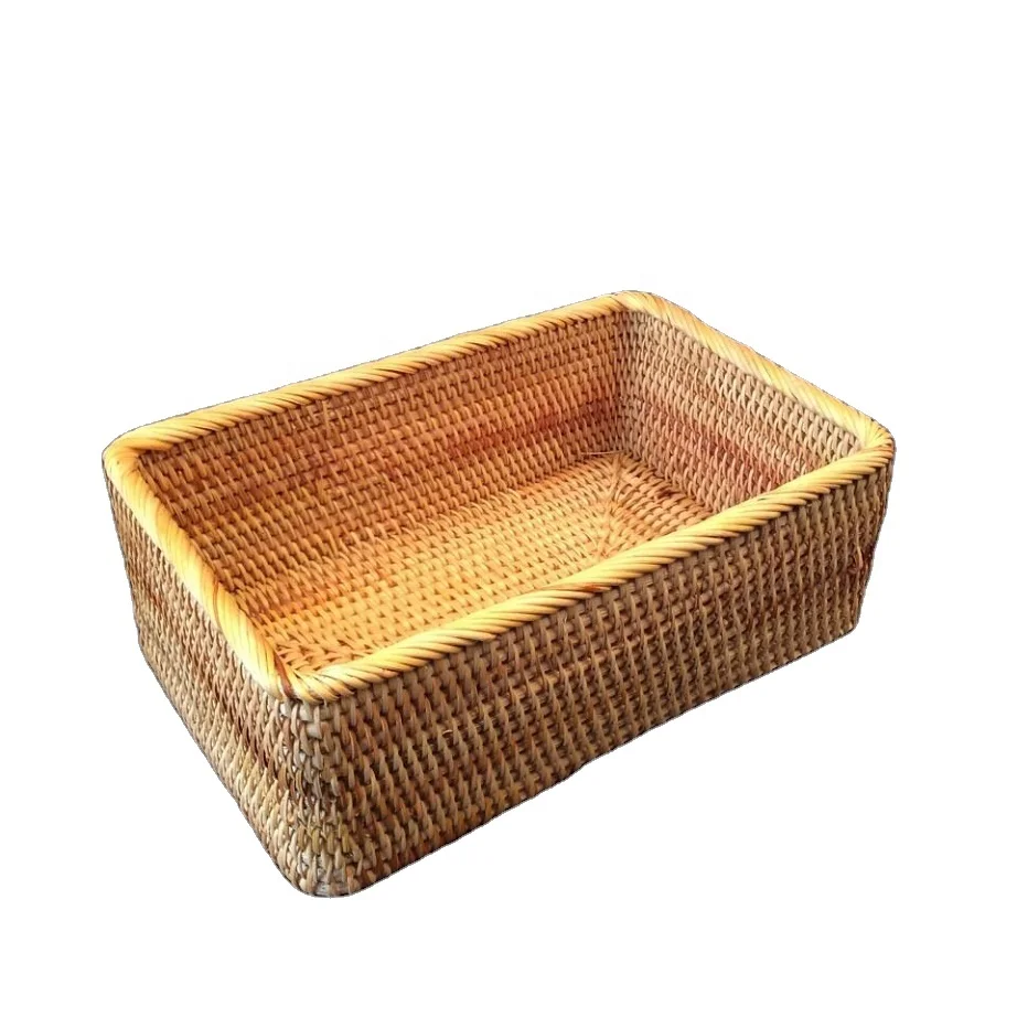 

Factory direct rattan fruit basket household woven storage basket rectangular snack fruit basket