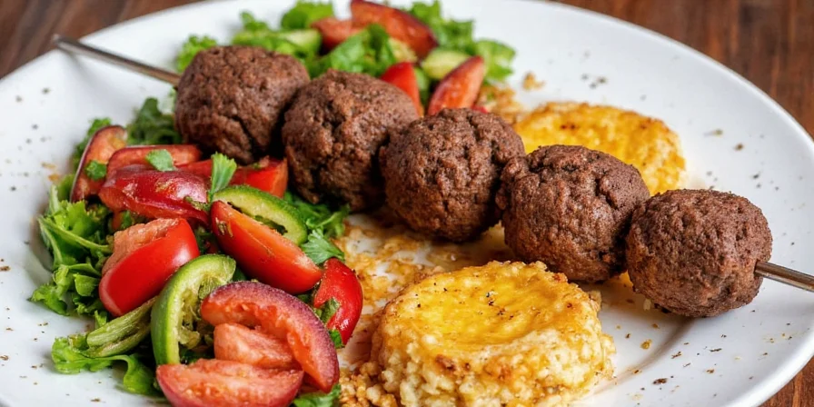 Plant-based vegan kofte served on skewers