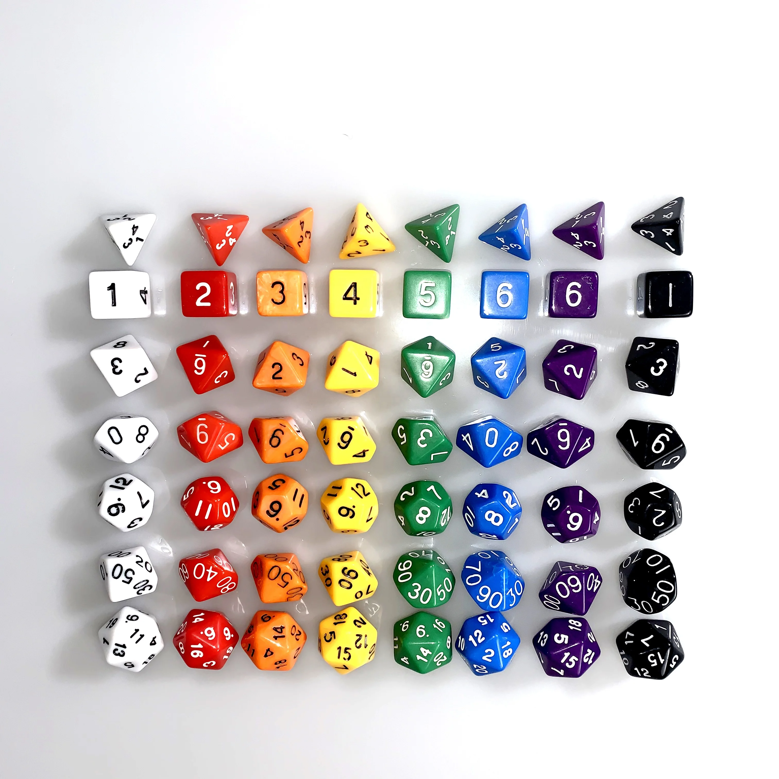 

DND game solid colors custom 7pcs per set high quality polyhedral colored plastic dice