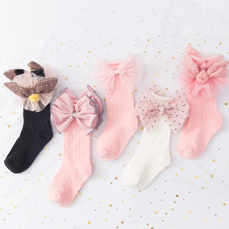 

1pc Baby Girl Socks Cotton Wholesale Infant Child Socks Autumn Winter Character Rrincess Bow In Socks, Picture