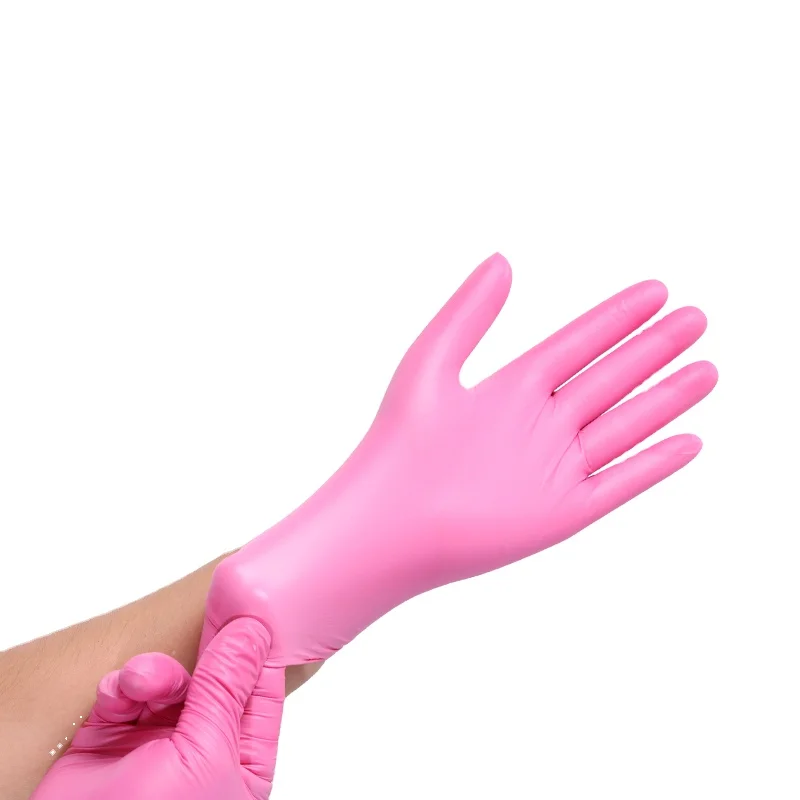 

High Quality Food Grade Nitrile Gloves Pink Synthetic Gloves High Elastic Catering Work Gloves