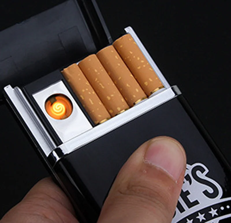 

Portable petite cigarette case lighter electric rechargeable usb empty cigarette lighters OEM, 1 colors