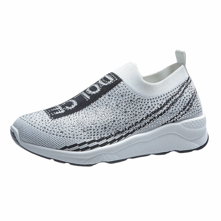 

Factory Fly Weave Soft Sole Sports Shoes Breathable Large Size High Quality Sneakers Outside Walking Women Men Shoes, Black white blue grey