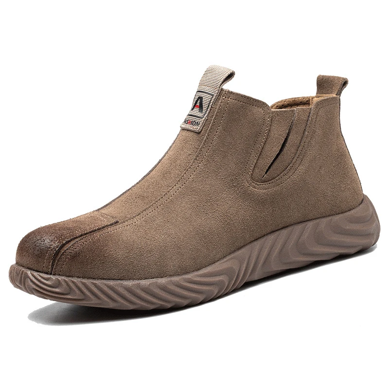 

Fashionable breathable and anti puncture safety shoes, Brown, beige