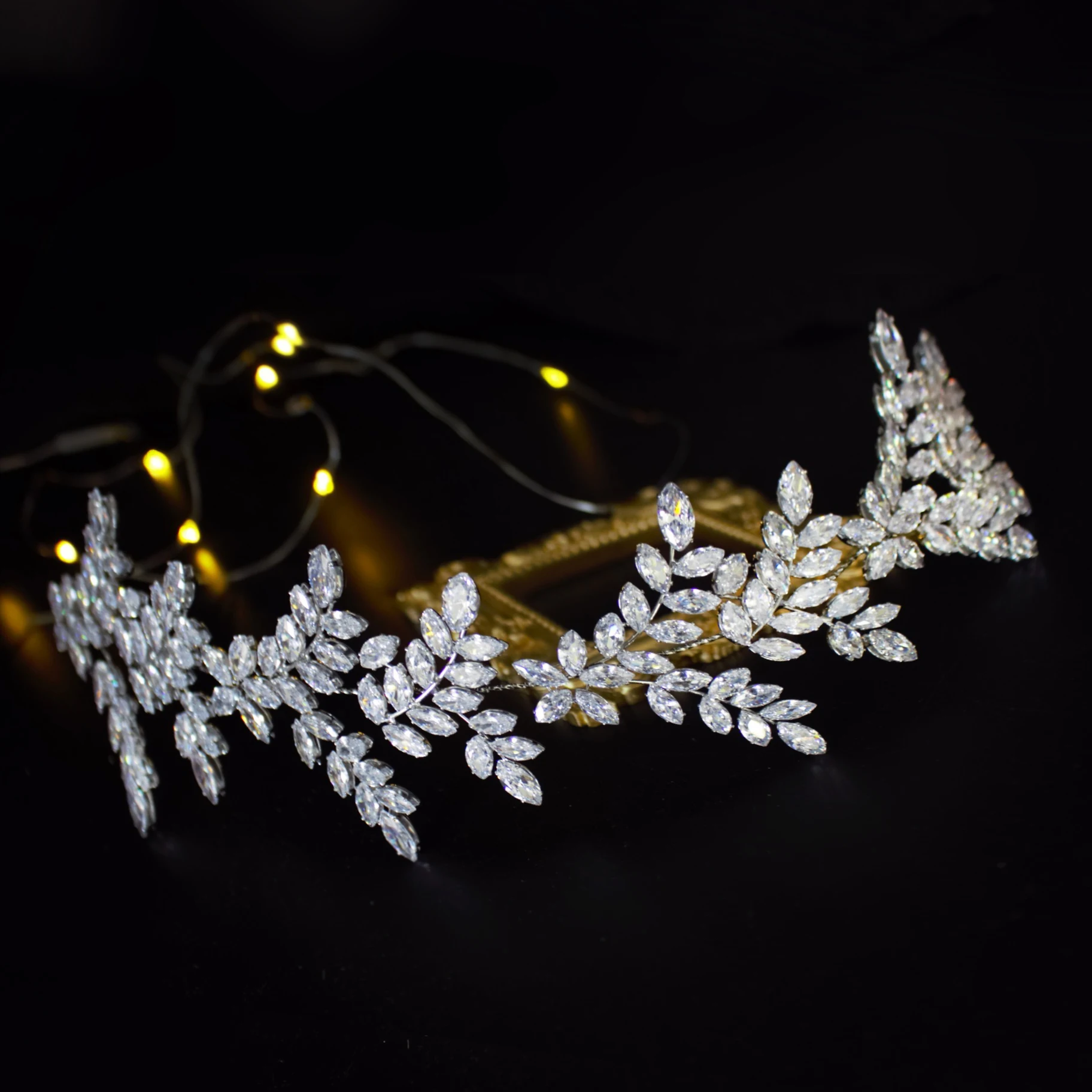 

Popular Luxury CZ zircon zirconia Shinning Women Pageant Hair accessories Prom Hairband Wedding Tiaras, Sliver