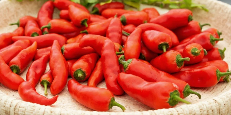 Visual comparison of different peppers in size and color