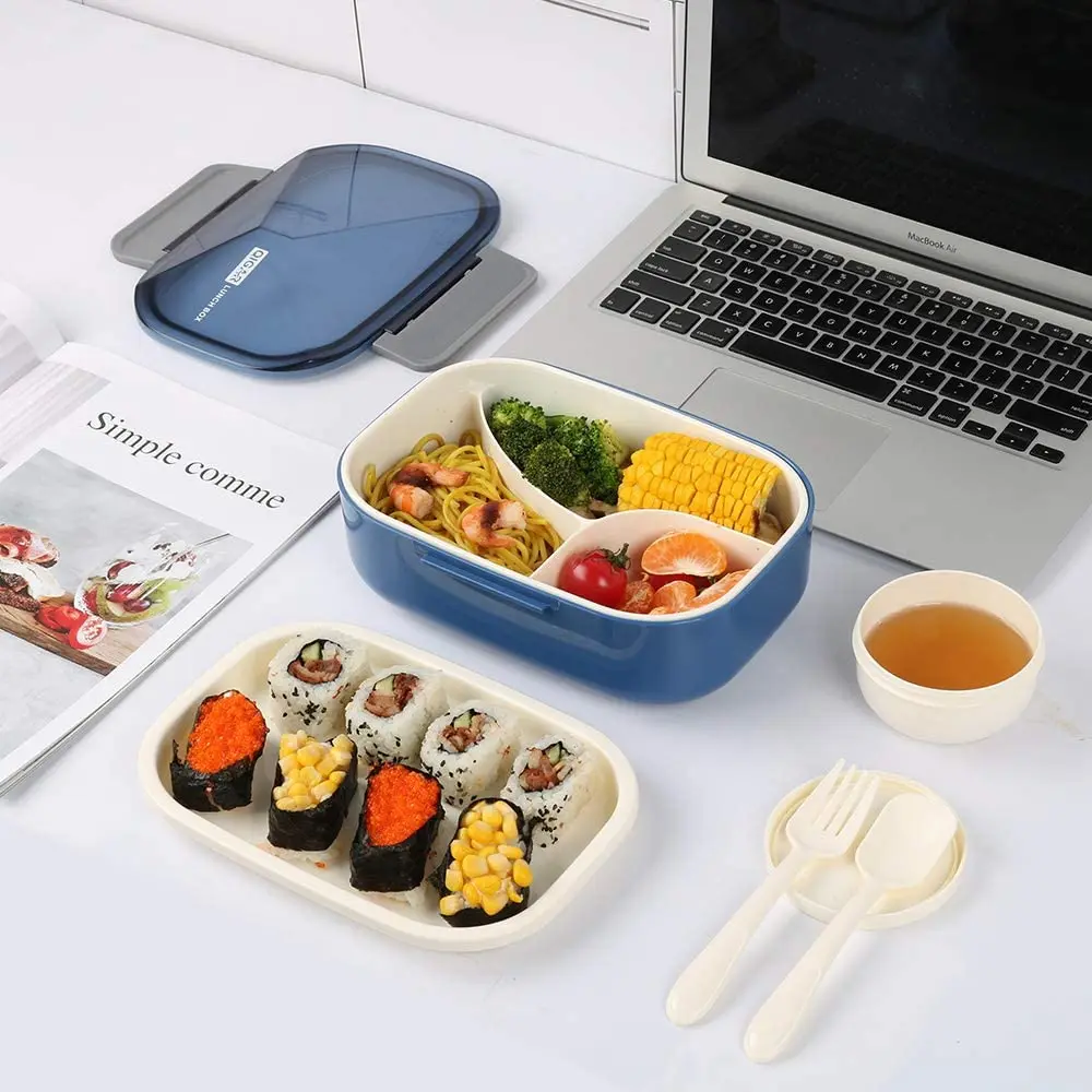 

Bento Boxes for Adults and Kids Large capacity Leak-proof Bento Lunch Box with curtly and Soup Cup plastic bento lunch box, As the picture as you see or customized