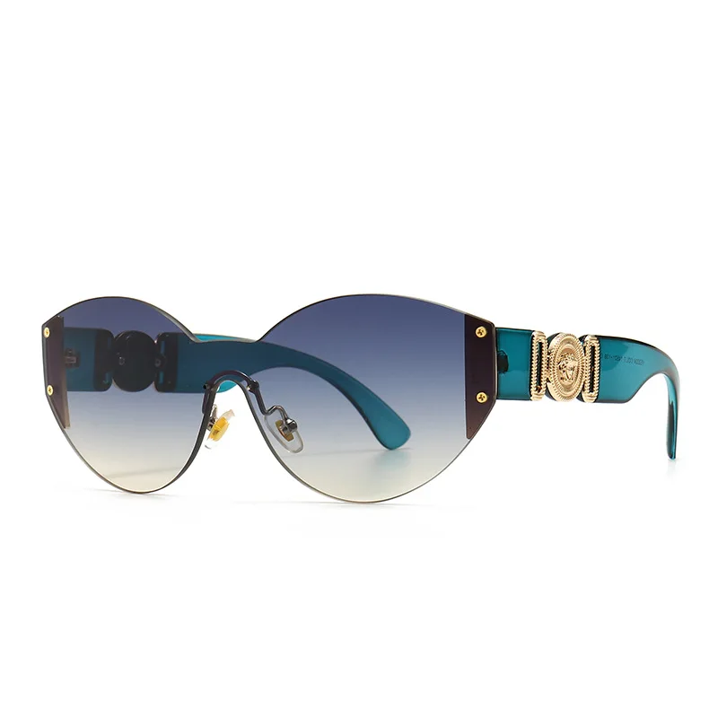 

Wholesale rimless quality Medusa uv400 one lens womens shades sunglasses gafas de sol
