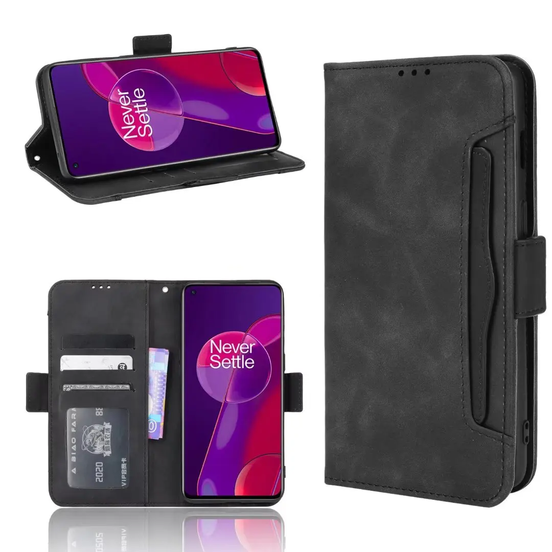 

Multi Card Slot Cattle Stripe Flip Wallet Leather Case For OnePlus 9RT/9RT 5G, As pictures