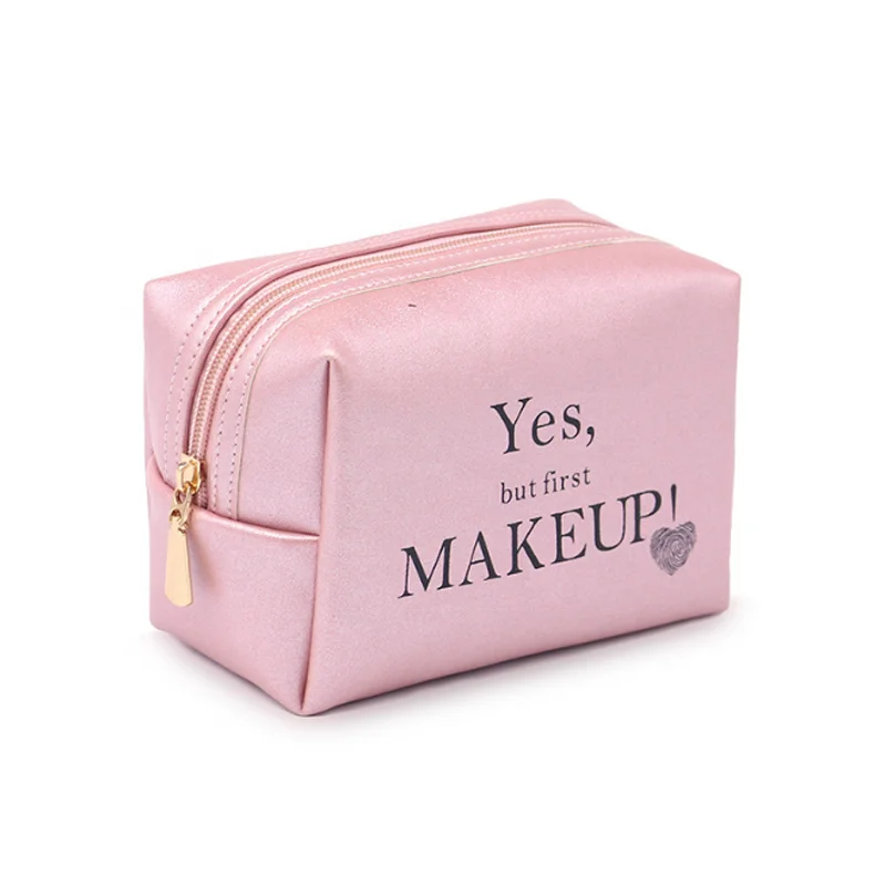 

Customized Eco friendly water PU makeup bag leather cosmetic zipper travel pouch