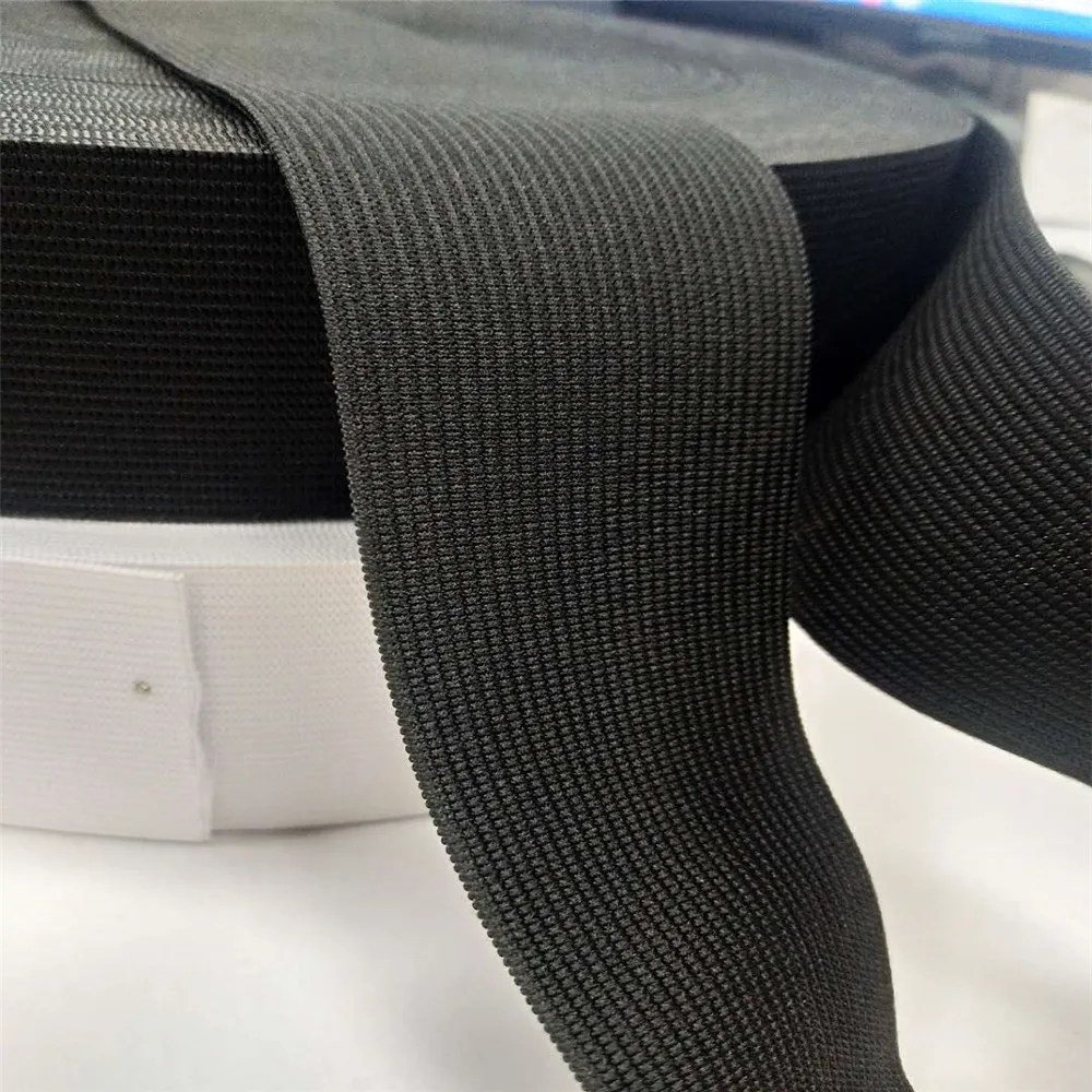 

50mm Stretch Knitted Elastic Waist Band for Sports Pants, White/black