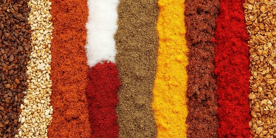 Assorted spices arranged on a table