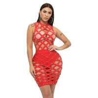 

2019 women dresses Night Club Out Evening Party Bodycon Hollow Out See Through Sleeveless Sexy Dress Wholesale China