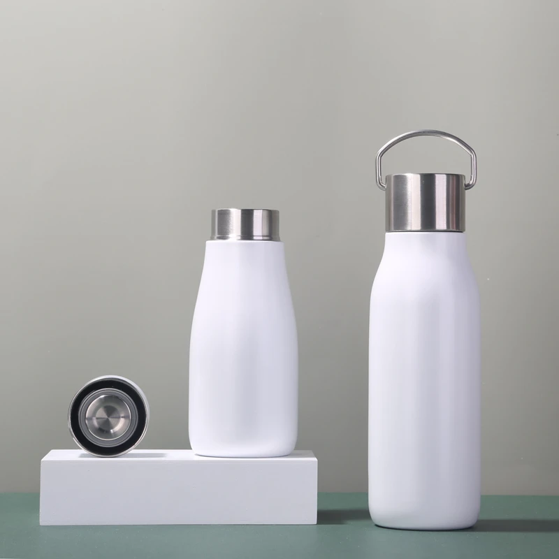 

12oz Minimalist Flask Small Stainless Steel Sports Water Bottles with handle