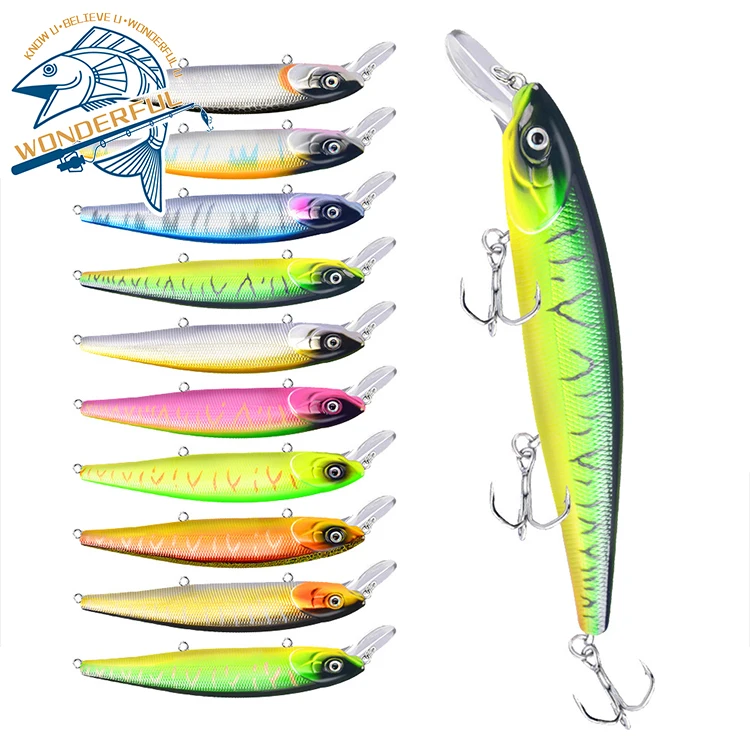 

23g  Hard Plastic Lifelike Big Size Long Casting Suspending Sink Noise Fishing Minnow Lure, 10 colors