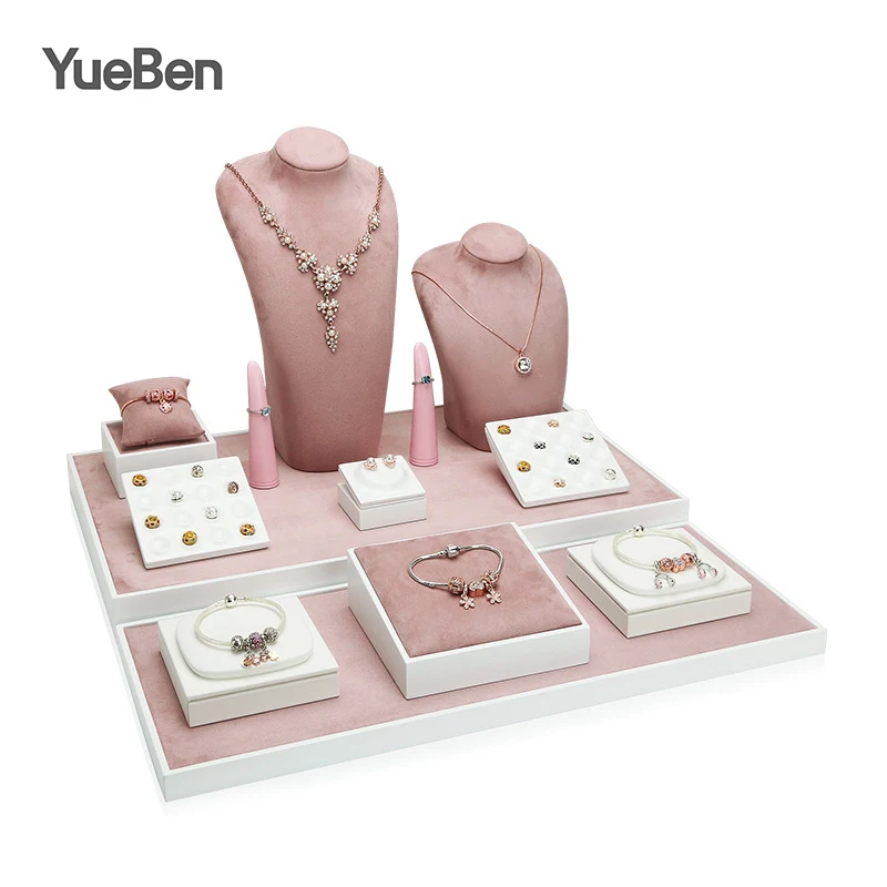 

jewelry displays luxury jewelry display props custom wooden jewelry stand display set, Customizable