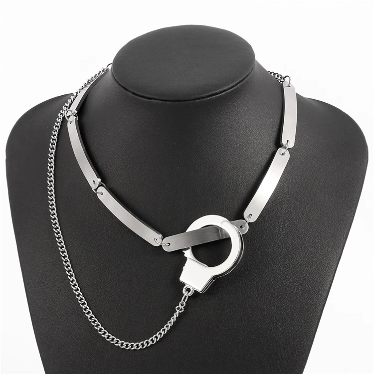 

Street Punk Style Jewelry New Trendy Locks Necklaces Silver Plating Unique Design Clavicle Necklaces For Women Men, Picture shows