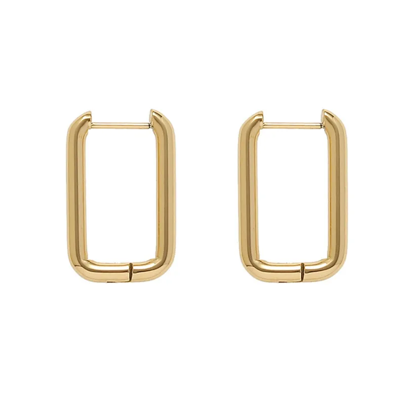 

Minimalist Jewelry Fashion 18K Gold Plated Stainless Steel U Shaped Hoop Huggie Earrings