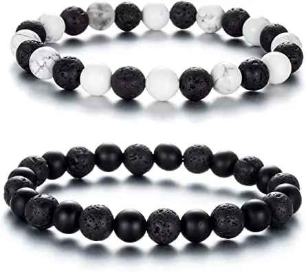 

Lava Rock Bracelet Yoga Aromatherapy Anxiety Essential Oil Volcanic Stone Bead Bangle for Women Men, Customized color