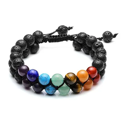

Fashion 7 Chakras Healing Crystals Bracelet Yoga Stone Beads Bracelets for Womens