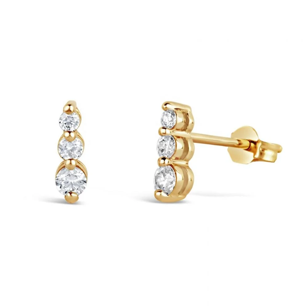

LOZRUNVE Luxury Jewel 925 Sterling Silver Fashion Tapering Triple Bar Studs Earring