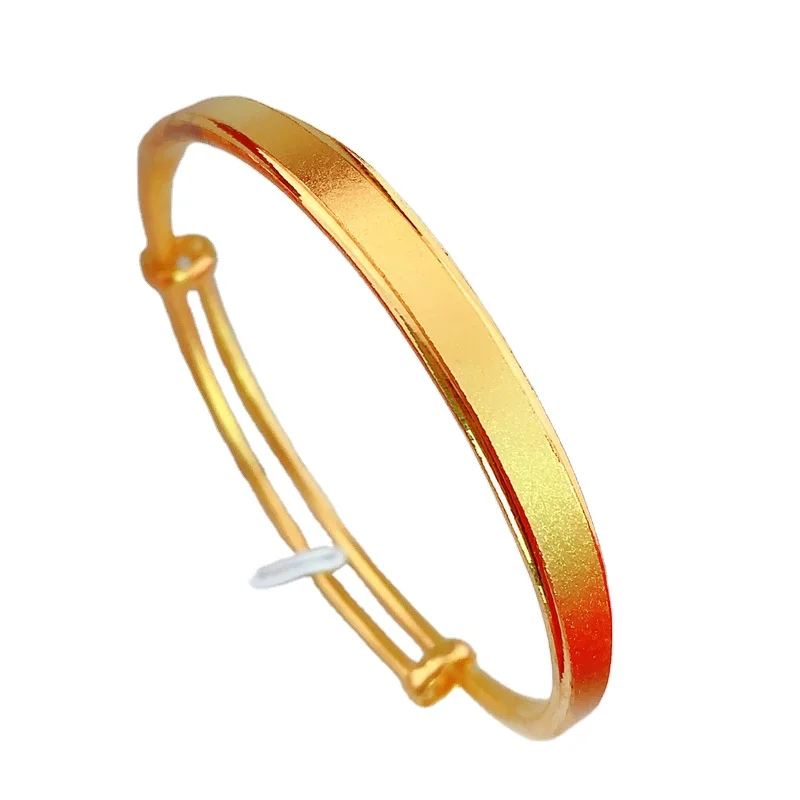 

Vietnam Sand Gold Three-Dimensional Matte Push-Pull Bracelet Matte Gold Plated 24K Double-Bu Matte Adjustable Bracelet