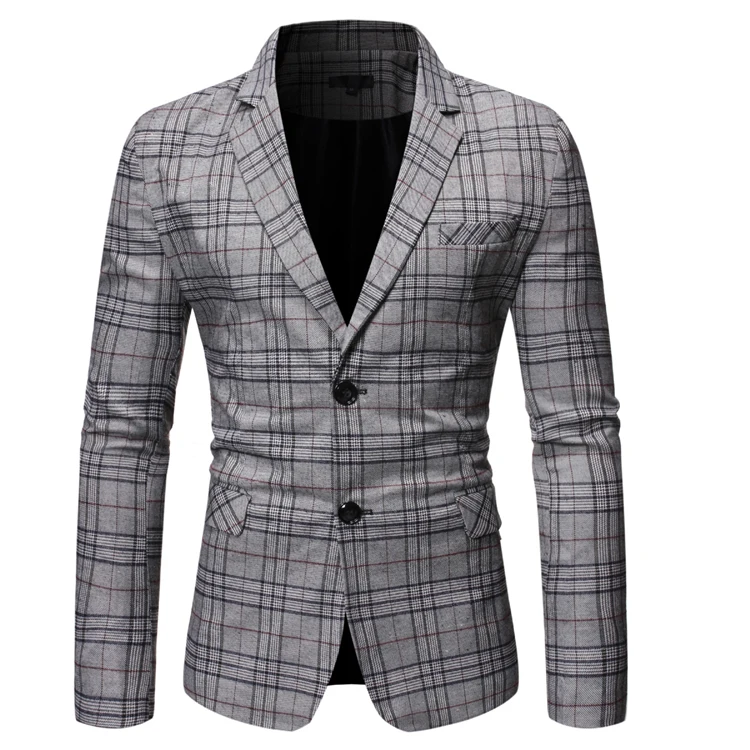 

Men's casual Plaid two button suit large size single breasted men's one wholesale