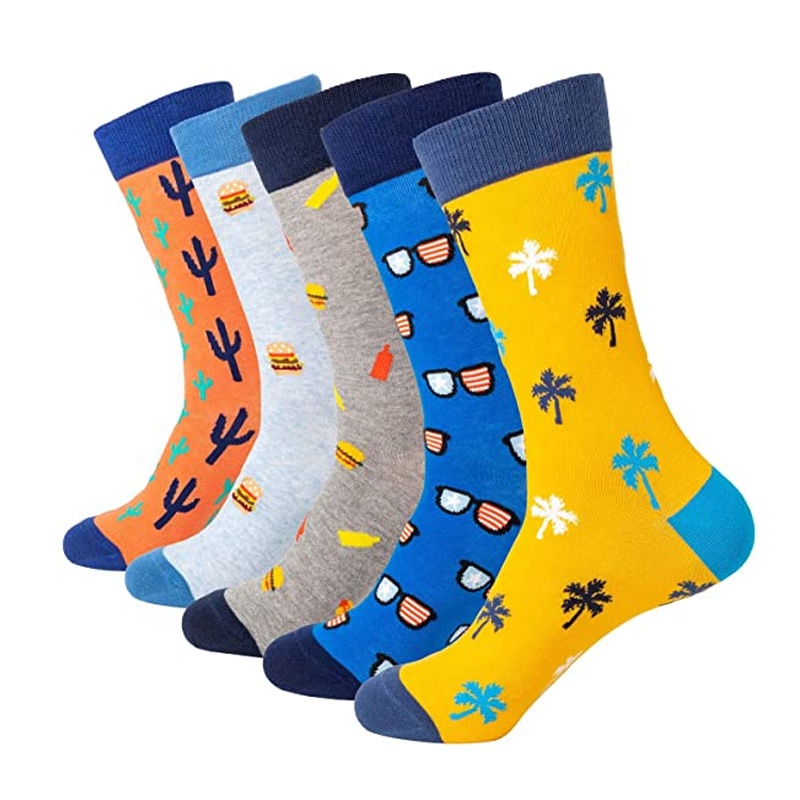

custom design drioshipping recycled cotton crew popuar dress casual funky korean style knitted graphic funny socks, Picture