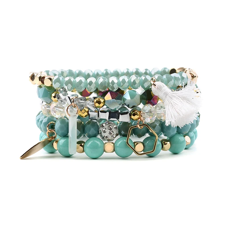 BOJIU New Fashion Summer High Quality Friendship Couple Bracelet Set 5 Pcs/Set