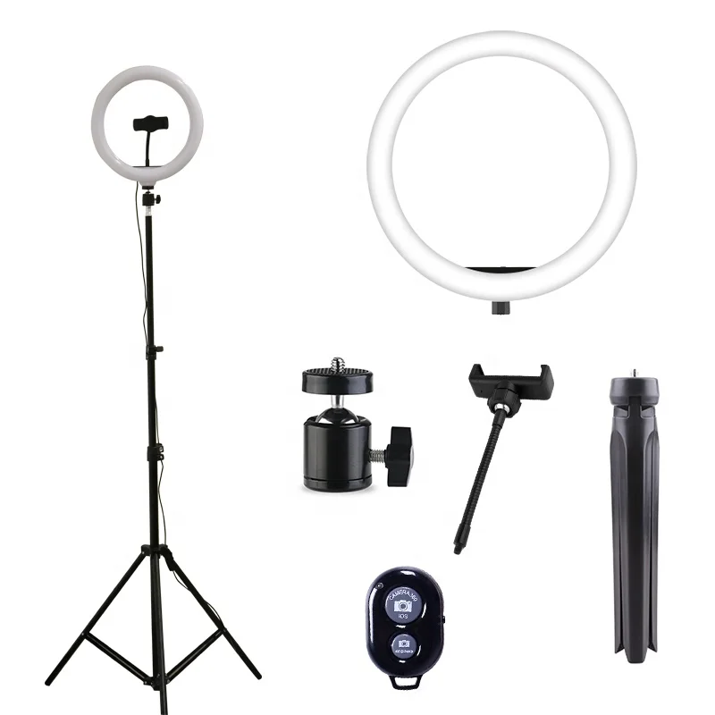 

2021 New Arrival Photographic Light CW+WW Bi Color 10 Inch Ring Light Tripod Stand for Makeup