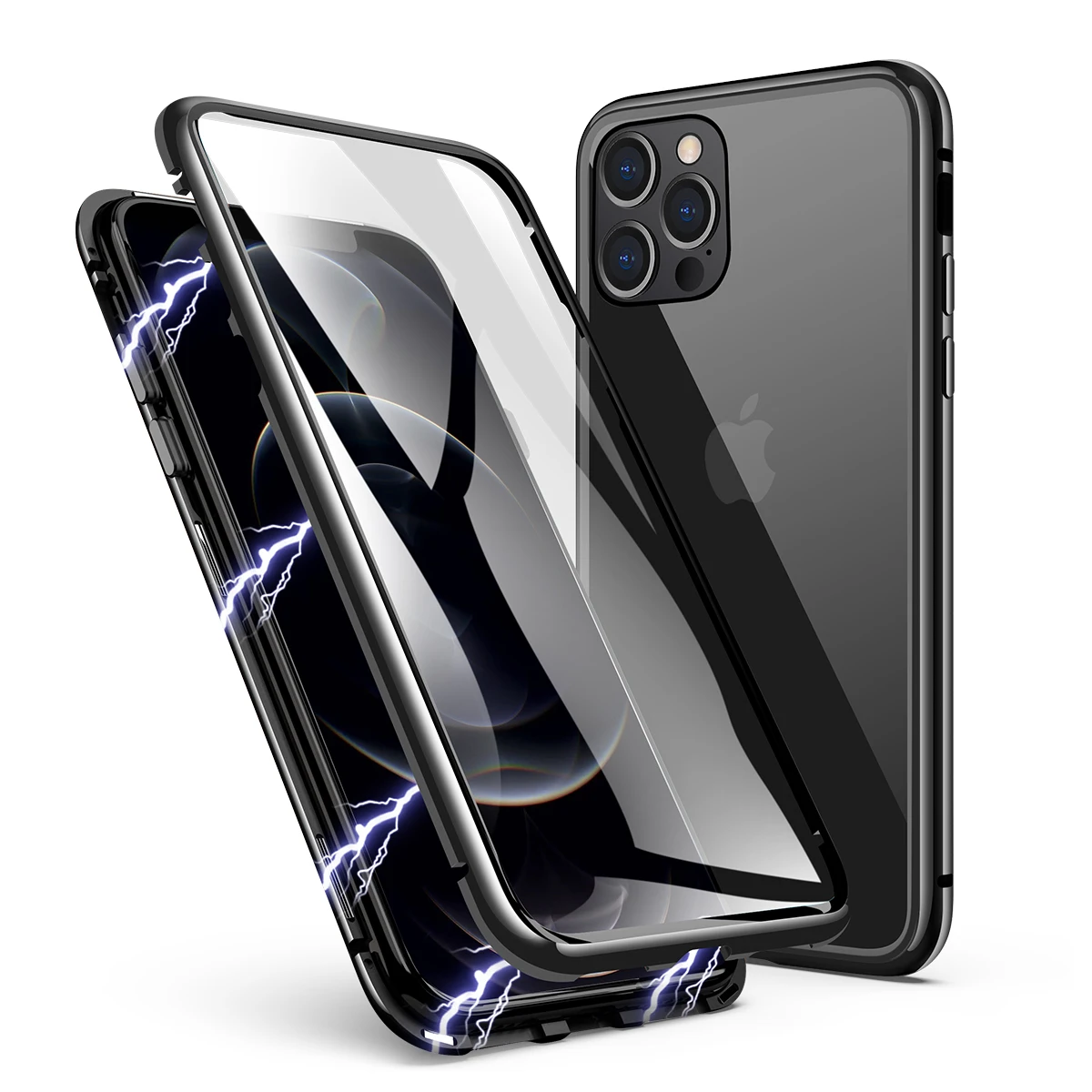 

Zhike for Funda iPhone Aluminum Alloy Double Sided Temper Glass Magnetic 2021 iPhone 12 Pro Max Case Luxury, Black,gold,blue,silver