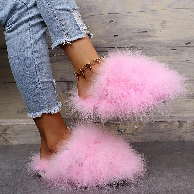 

Cheap Luxury Pink Furry Fur Foam Slide Flat Furry Slippers Multicolor Pink Indoor Fur Slide, Beige / black