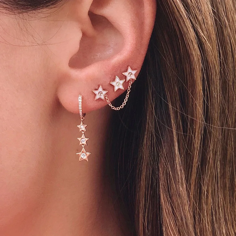 

New Style Hoop Tassel Chain Earring Brass Jewelry Korean Fashion Earrings, As picture