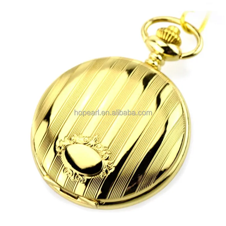 

WAH248 Gold Plated Hunter Case Quartz Pocket Watch with Chain for Present