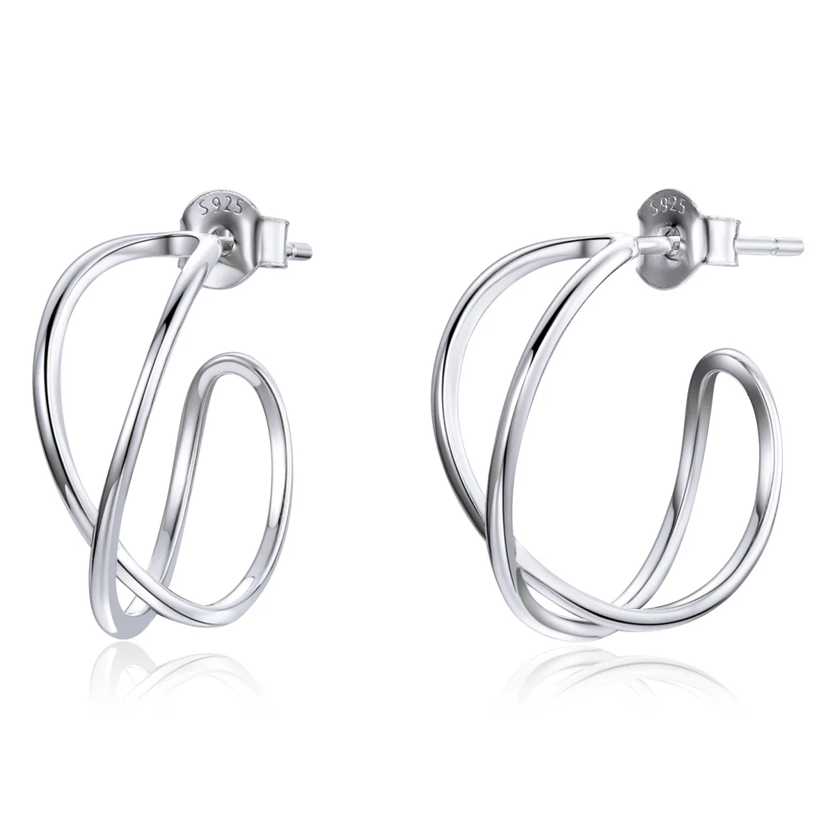 

SCE1195 Intertwined love earrings 925 sterling silver stud earrings for women
