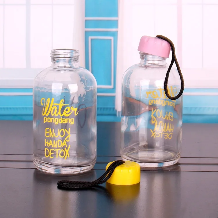 High Quality Round 600ml 20oz Glass Water Bottle For Easy-taking