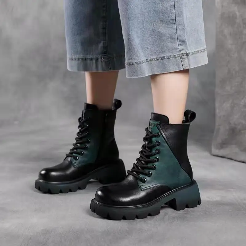 

2021 New Ladies Ankle Martin Boots Winter Color Matching Women Shoes Zipper Women Booties