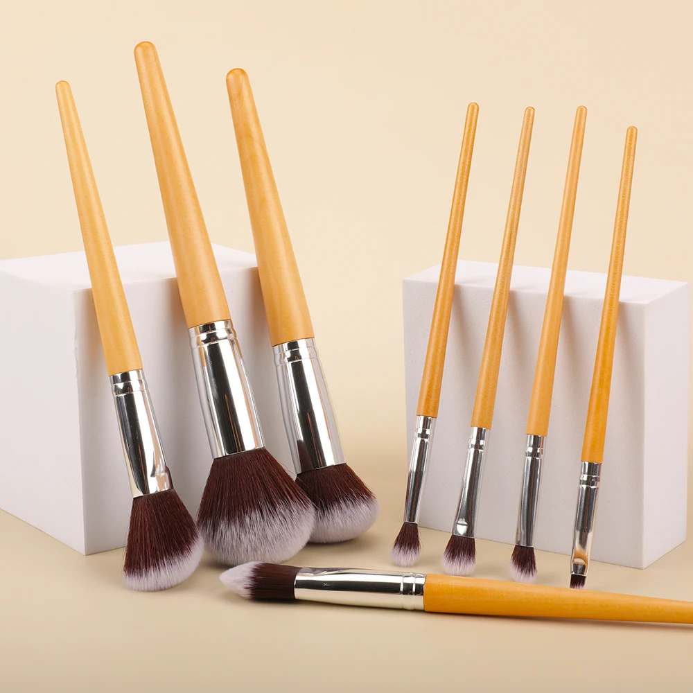 

China Vendor Private Label Cheap Price Good Quality Wood Purse Handles Makeup Brush, Customized color